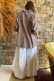 Sundaze Cheesecloth Chalk Stripe Boyfriend Shirt Mocha & Earth